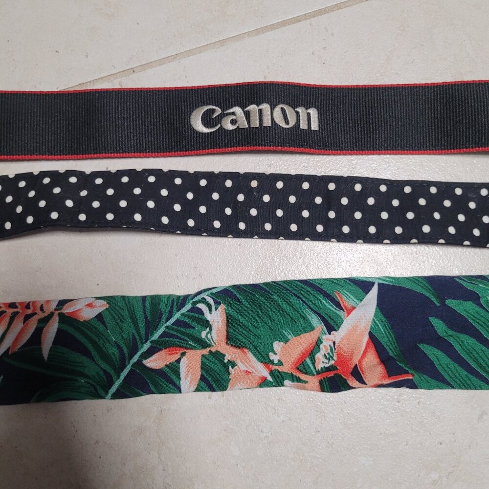 Lot of 3 Camera Neck Straps – Canon EOS + Polka Dot + Floral Photography